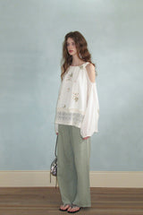 Embroidered Off-Shoulder Shirt Top
