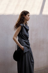 Asymmetric Slanted Placket Sleeveless Top