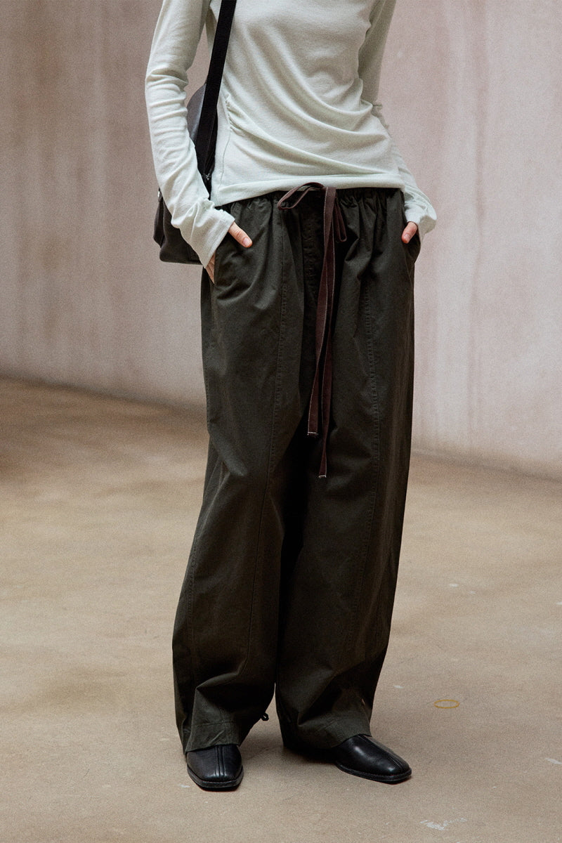 Drawstring Low-Waist Paratrooper Pants
