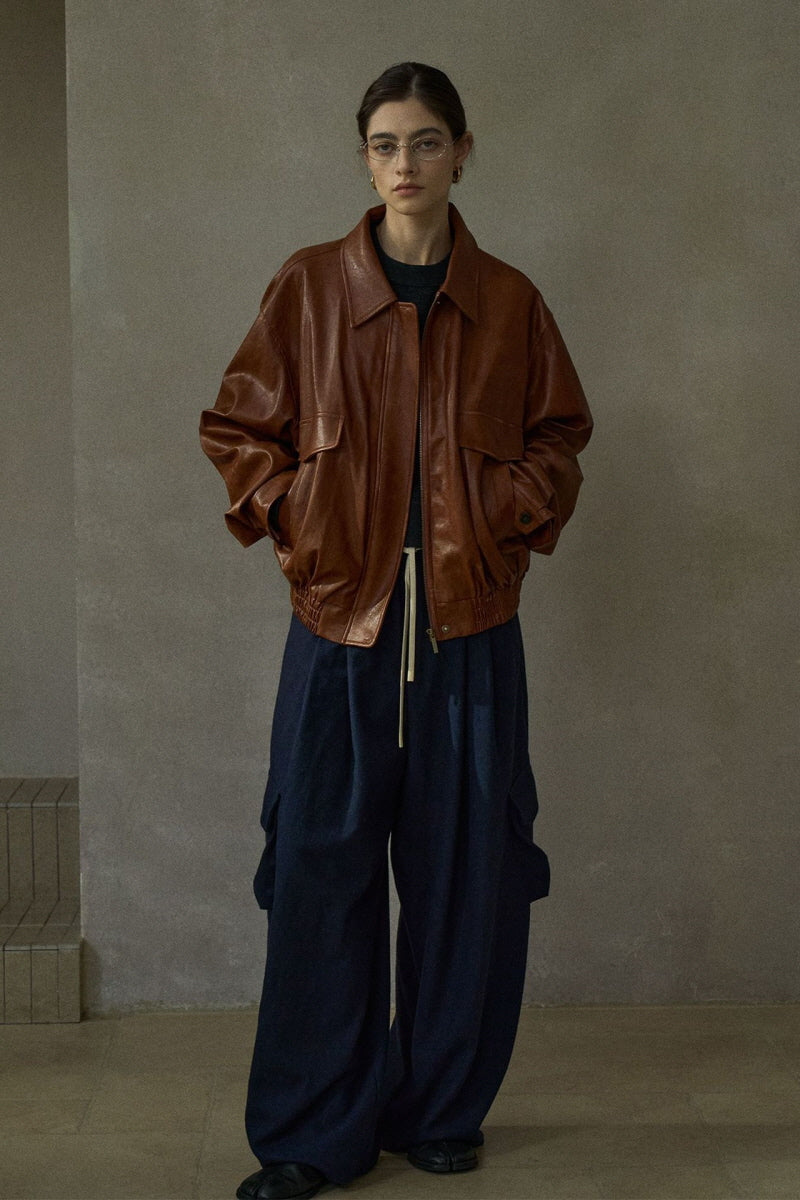 Distressed Loose Leather Jacket