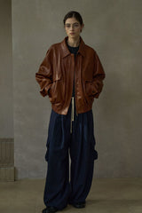 Distressed Loose Leather Jacket