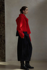 Pit Stripe Ribbed Hooded Scarf Top