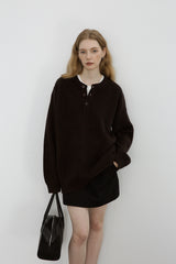 Henry Collar Cable Pullover Sweater