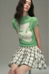 Pleated Check Flying Pigeon T-Shirt