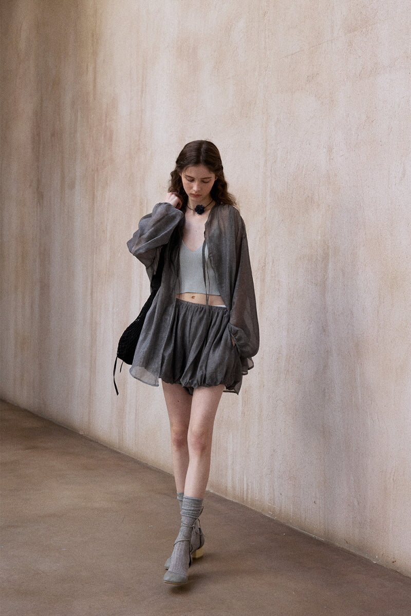 Lace-Up Shredded Cardigan