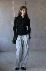 Pleated Curved Slacks