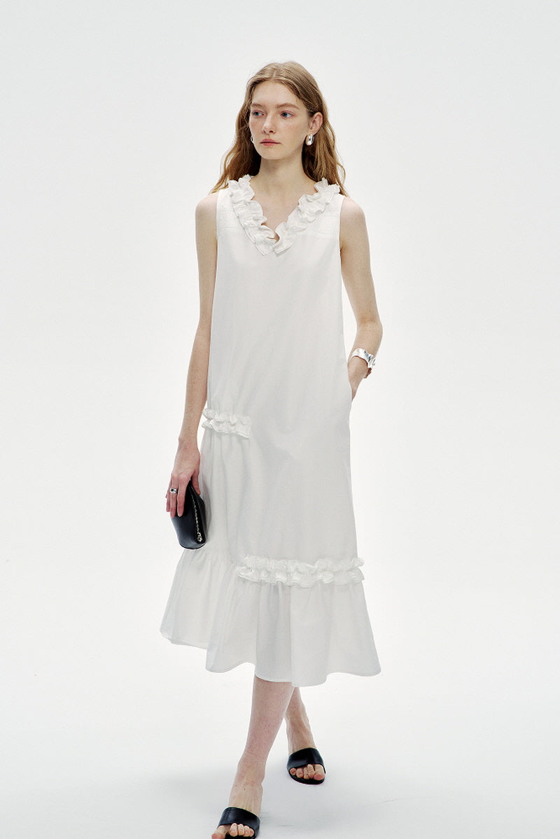 Three-Dimensional Flower Sleeveless Dress