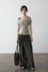 Draped Off-Shoulder Slim Top