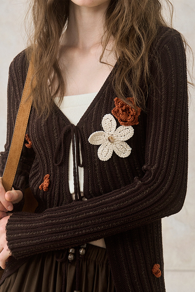 Floral Tie-Up Cardigan