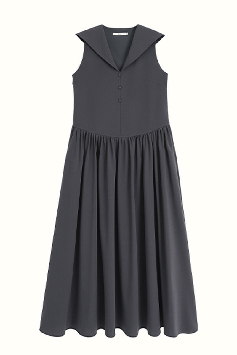 Big Lapel Sleeveless Dress