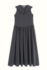 Big Lapel Sleeveless Dress