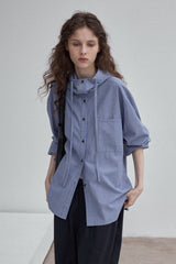 Bubble Striped Hooded Shirt