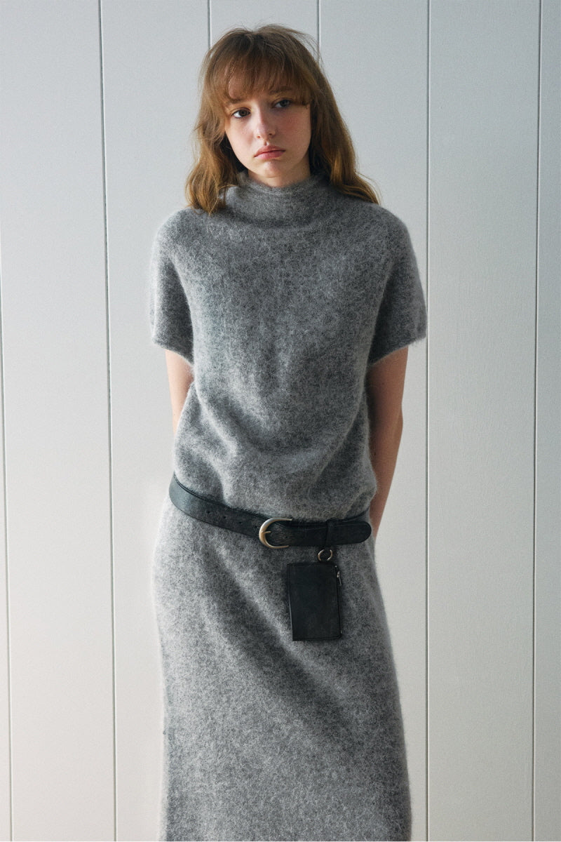 Semi-High Neck Slim Long Seamless Maxi Dress