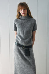 Semi-High Neck Slim Long Seamless Maxi Dress