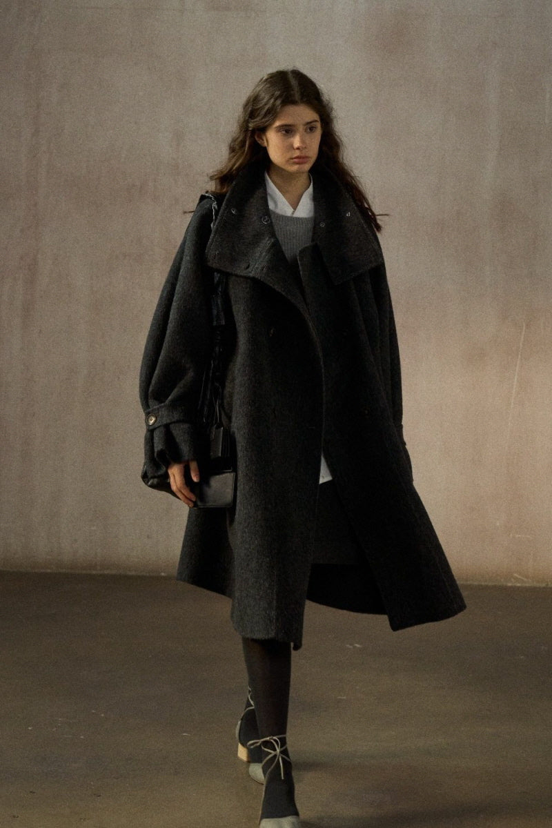 Retro Reversible Stand-Up Collar Hand-Sewn Coat