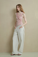 Ruffled V-Neck Irregular Camisole Top