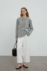Split Seam Rolled Long Sleeve T-Shirt
