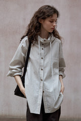 Bubble Striped Hooded Shirt