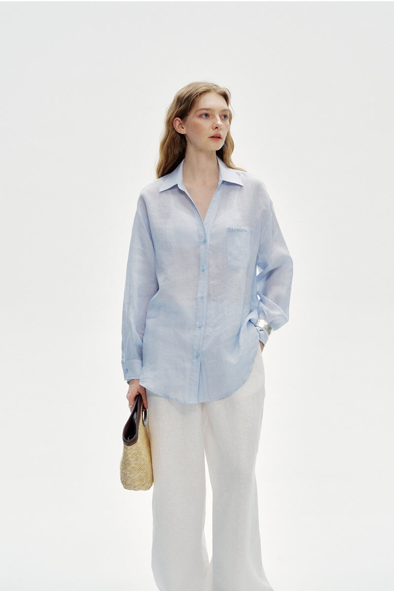 Slouchy Embroidered Pocket Shirt