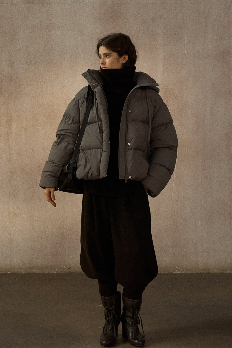 Cocoon Hooded Short Down Jacket