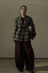 Gun Lapel Check Reversible Wool Jacket
