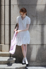 V-Neck Lace Cake Dress