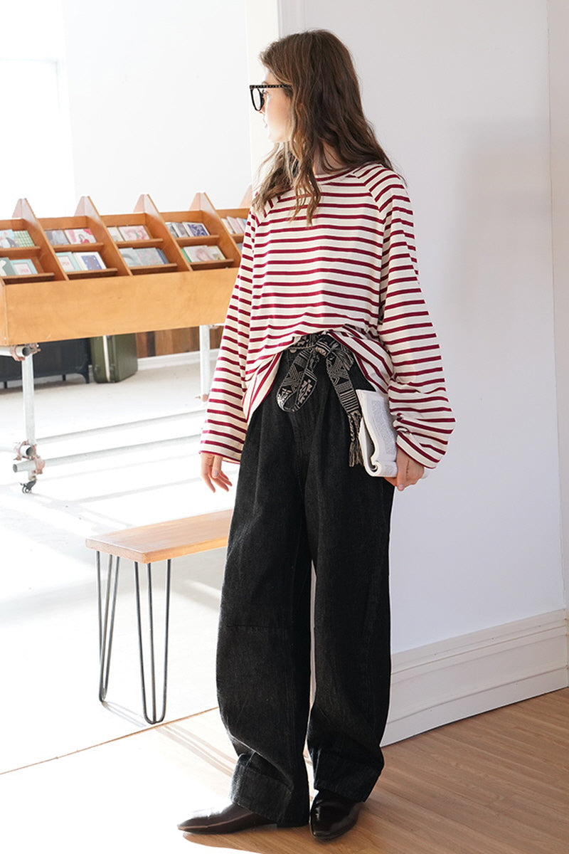 French Retro Straight Leg Pants