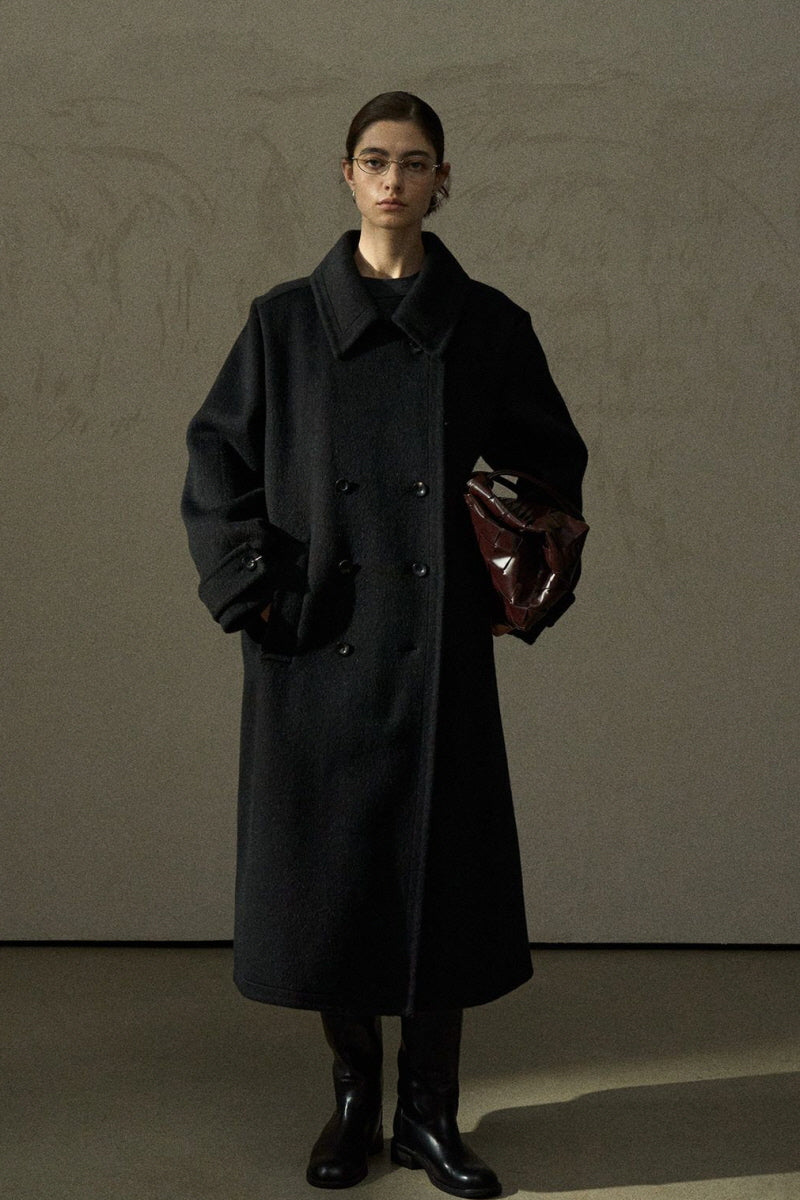 Classic Long Lapel Double-Breasted Coat