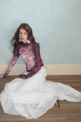 Tiered Pleated Sheer Maxi Skirt