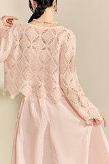Cut-Out Woven Loose Cardigan