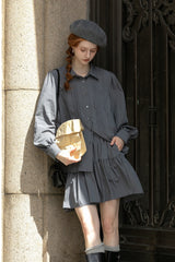 Slouchy Long Sleeve Shirt Skirt Set