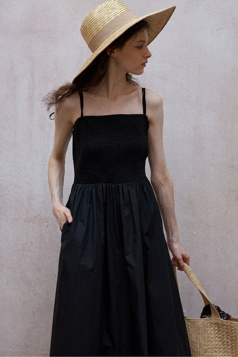 Shirred Strap Maxi Dress