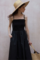 Shirred Strap Maxi Dress