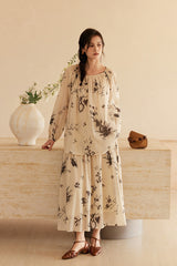 French Botanical Print Loose Shirt