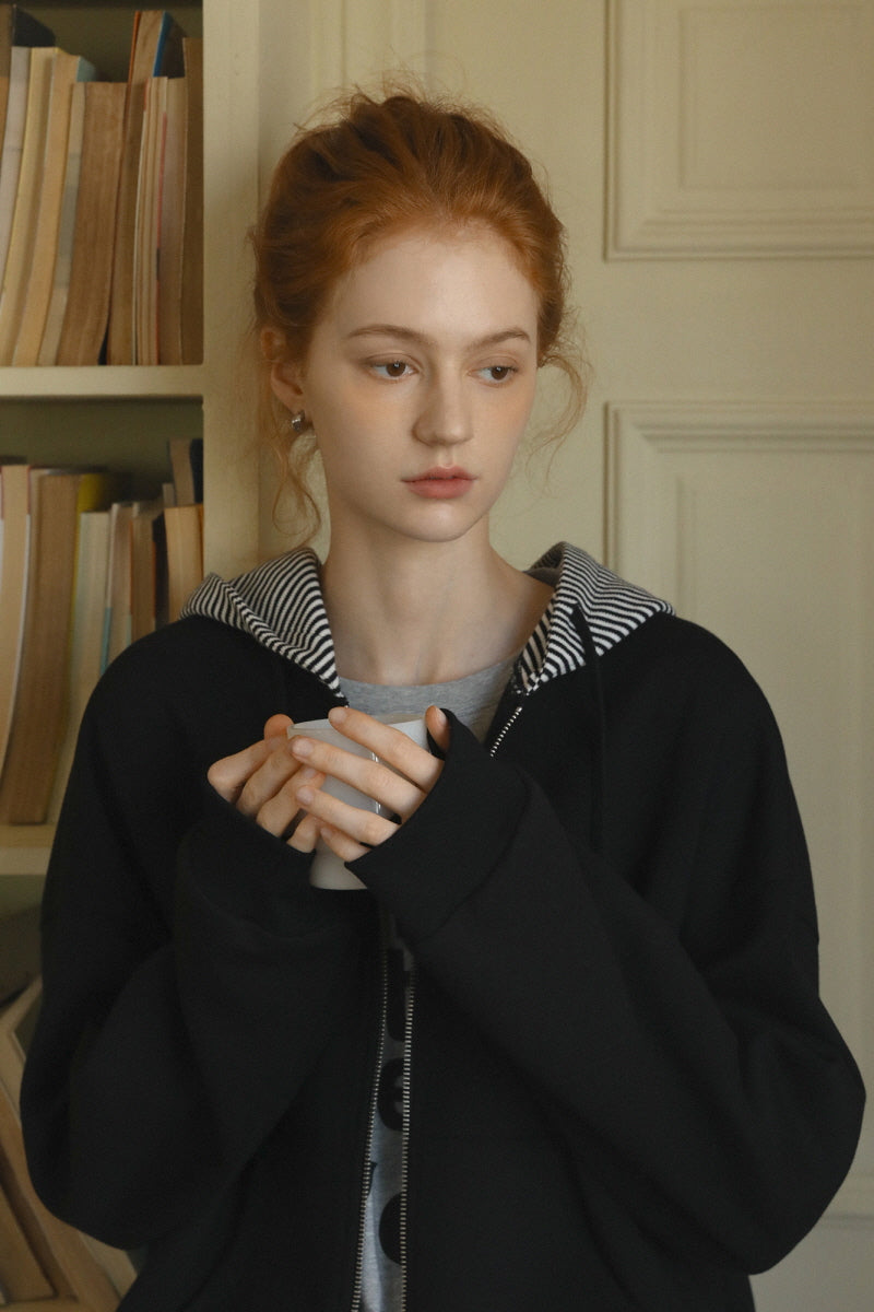 Check Patchwork Hooded Sweatshirt Jacket
