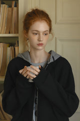 Check Patchwork Hooded Sweatshirt Jacket