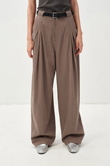 Pleated Straight-Leg Suit Pants