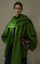 Horn Button V-Neck Reversible Duffle Jacket