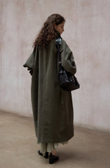 Bat Sleeve Stand-Up Collar Loose Long Trench Coat