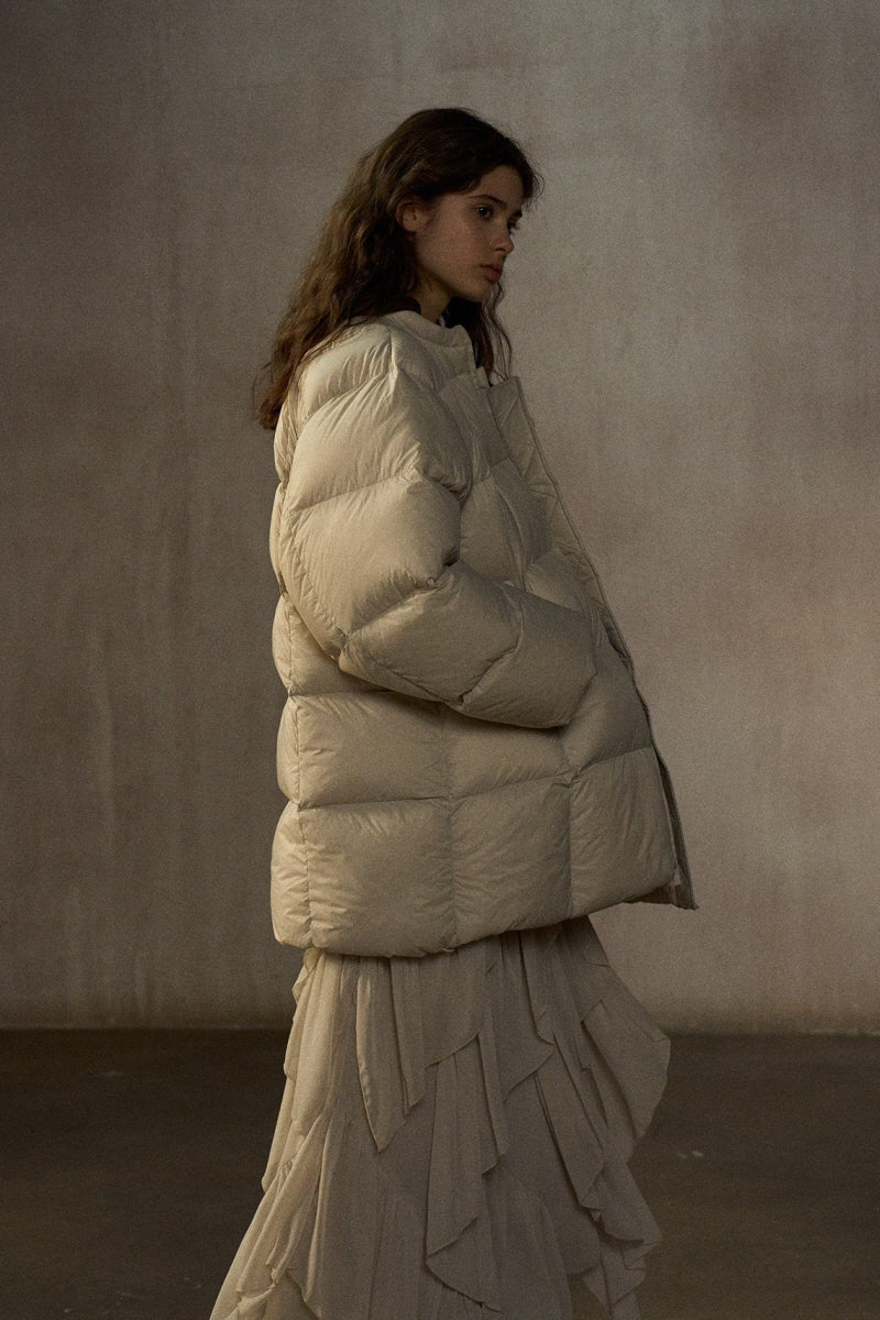 Quilted Crew Neck Down Jacket