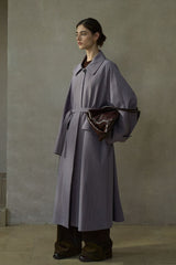 Waist-Textured Long Trench Coat