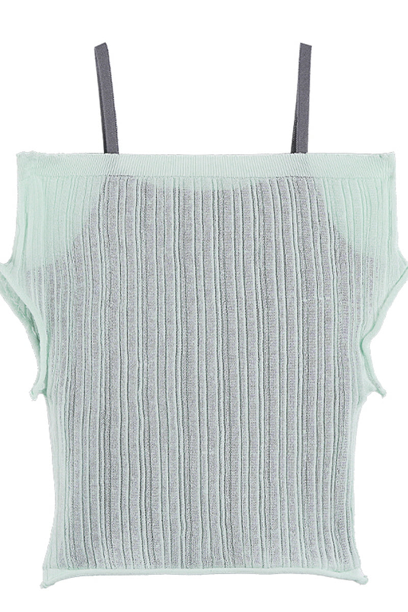 One-Shoulder Off-Shoulder Knit Two-Piece Top