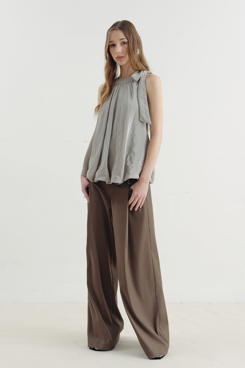 Lace-Up Streamer Halterneck Vest Top