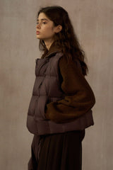 Quilted V-Neck Short Down Vest