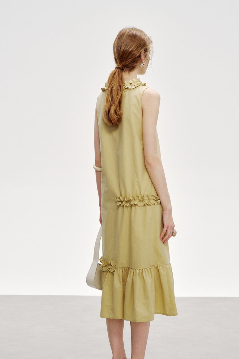 Three-Dimensional Flower Sleeveless Dress