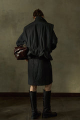 Stand-Collar Cinched-Waist Padded Vest
