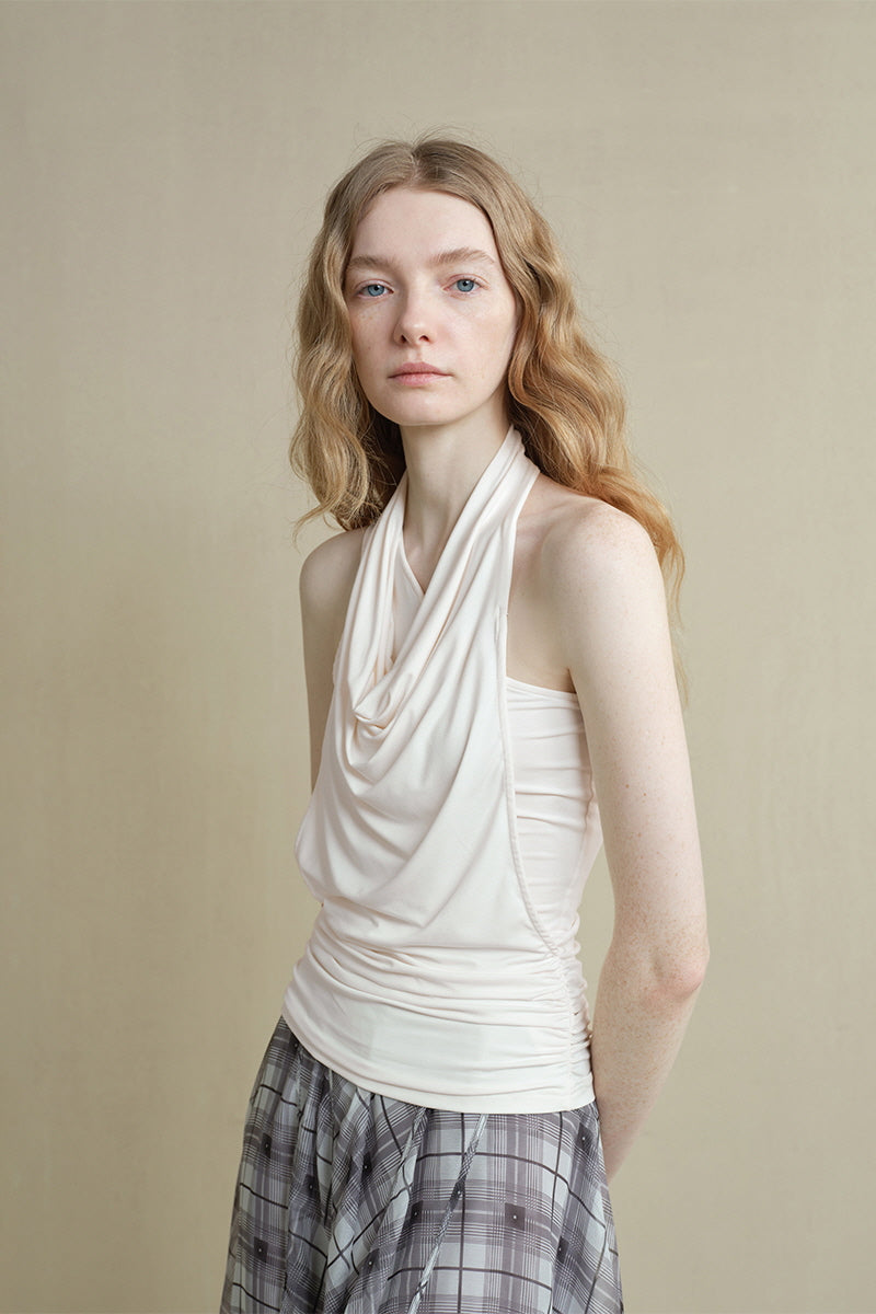 Slanted Shoulder Swing-Neck Vest Top