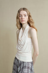 Slanted Shoulder Swing-Neck Vest Top