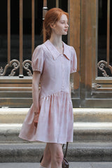 Smudge Puff Sleeve Shirt Dress