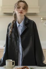 Suit Collar Loose Casual Black Jacket